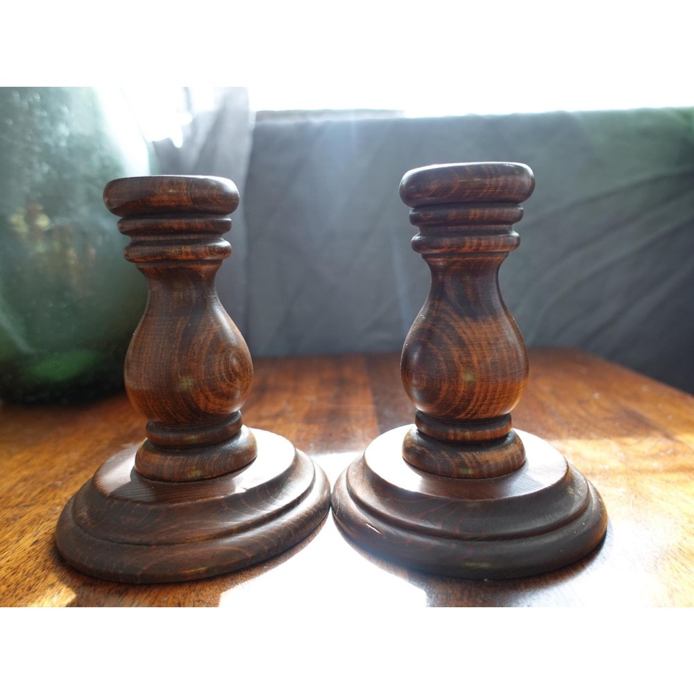 Wood Candlestick Holders - Set of 2 - Rustic Home Decor‎ - Elegant Design
